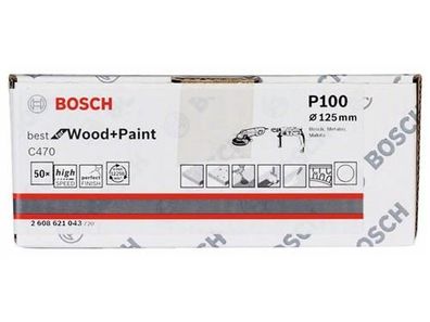 Bosch Schleifblatt Papier C470, 50er-Pack 125 mm, 100