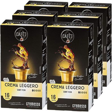 96 Stück (6 x 16 Stück) Cafet Cremesso Kaffekapseln Crema Leggero Kaffee Kapseln