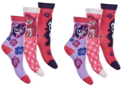My Little Pony 6er Pack Socken mit Pinkie Pie, Rarity, Twilight Sparkle 31/34