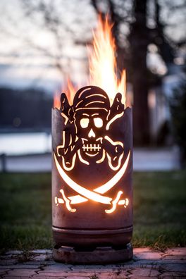 Feuertonne Pirat Seeräuber Pirate Buccaneer Feuerkorb Holz Feuerstelle
