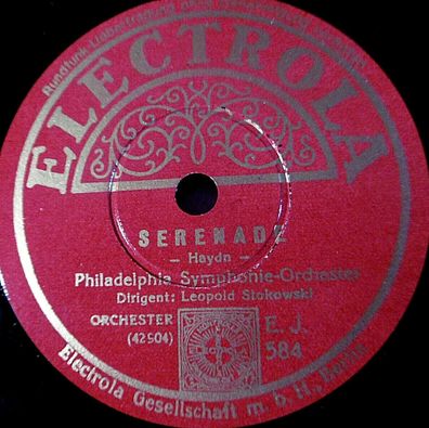 Leopold Stokowski "Menuett (Bocherini) / Serenade (Haydn)" Electrola 78rpm 12"