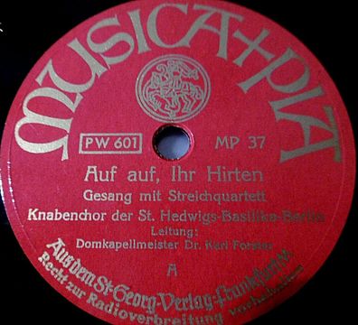 Knabenchor St. Hedwigs-Basilika "O Wunder über Wunder" MUSICA + PIA 1939 78rpm