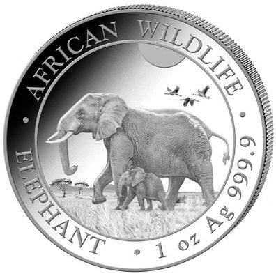 1 oz. Unze 999,9 Silber Somalia Elefant 2022 Silbermünze - Neuware