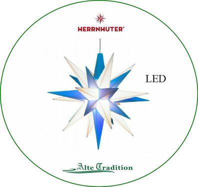 Herrnhuter Stern Sommerstern 13 cm Stern blau - weiß Dekorationsstern inkl LED