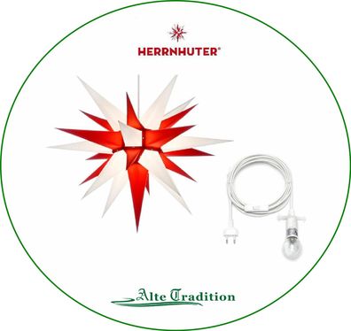 Herrnhuter Stern 60cm weiß/ rot Papier für Innen vom Fachhändler i60 inkl Kabel LED