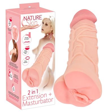 2-in-1 Masturbator Penis-Verlängerung 8cm Sleeve Hülle groß Männer Sex-Spielzeug "T44