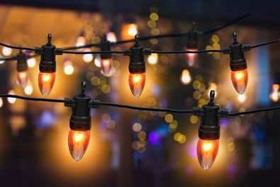 Lichterkette mit 10 LED-Glühbirnen mit Flammeneffekt, warm orange leuchtenden ...