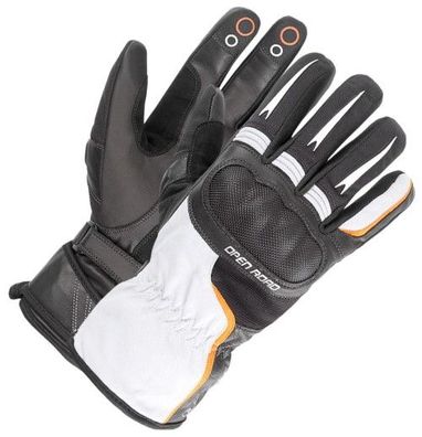 BÜSE Open Road Touring Handschuhe, Schwarz-Hellgrau/ Orange, L / 10