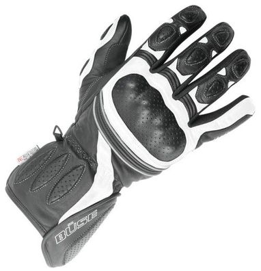 BÜSE Pitlane Damen-Handschuhe, Schwarz-Weiss, M / 9