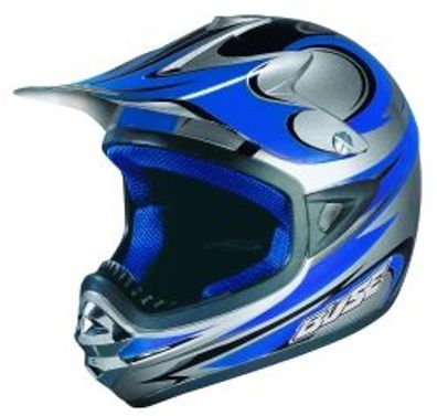 BÜSE Schirm fér X-Race RS OffRoad-Helm, Silber Metallic-Blau