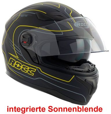 ROCC by BÜSE 491 Helm mit Sonnenblende, Schwarz-Neongelb Matt, M