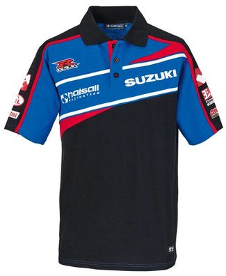 SUZUKI Original BSB Team Polo-Shirt, Schwarz-Blau/ Rot, XXL