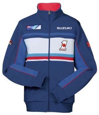 SUZUKI Original GSX-R Retro Sweat-Jacke, Blau-Weiss, L