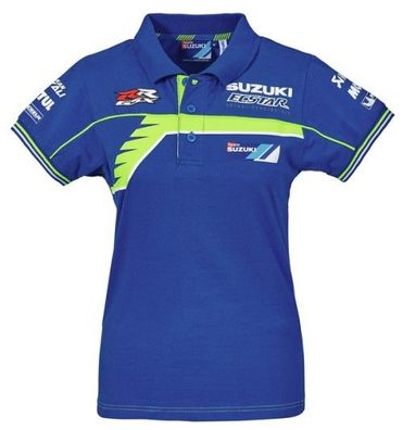 SUZUKI Original MotoGP Team Damen-Polo-Shirt, Blau-Gelb, XL