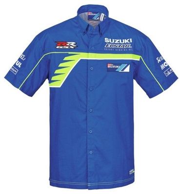 SUZUKI Original MotoGP Team Pit-Shirt, Blau-Gelb, L