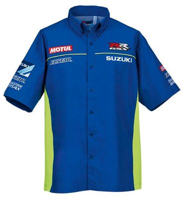 SUZUKI Original MotoGP Team Pit-Shirt, Blau-Gelb, S