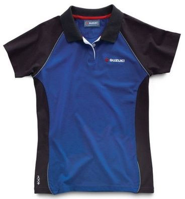 SUZUKI Original Team Damen-Polo-Shirt, Schwarz-Blau, L