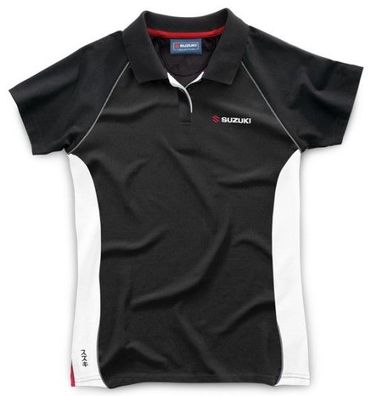 SUZUKI Original Team Damen-Polo-Shirt, Schwarz-Weiss, S