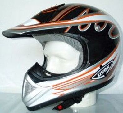 UVEX SX 200 OffRoad-Helm, Schwarz-Silber/ Orange, XL