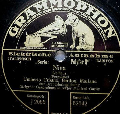 Umberto URBANO "Nina / Siciliana) / Maria Mari" Grammophon 1928 78rpm 10"