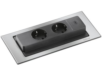 Einbausteckdose Evoline BackFlip, Küchensteckdose mit USB Typ C