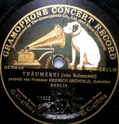 Heinrich Grünfeld "Largo (Händel) / Träumerei (Schumann)" Gramophone 78rpm 10"