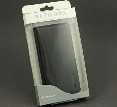 Sony Xperia M4 BookCase Etui Schutzhülle Schwarz Leder von Networx UP 1087 DL13