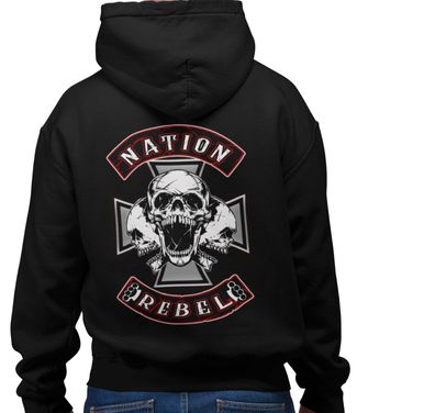 Hoodie Nation Rebel Kapuzen Pullover Schwarz Viking