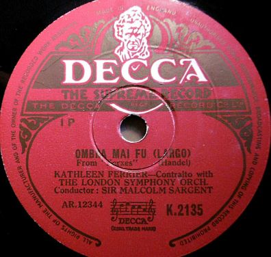 Ferrier / Lewis "Where´er You Walk / Ombra Mai Fu" Decca 1949 78rpm 12"