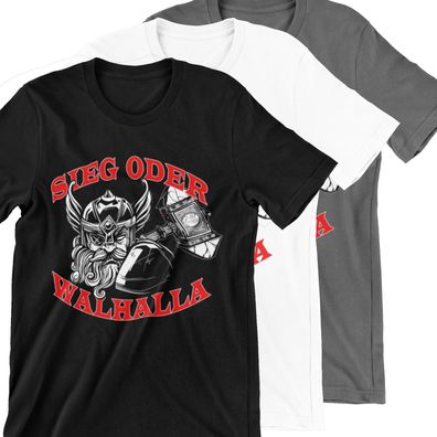 Sieg oder Walhalla T-Shirt Shirt Odin Wikinger Thor Walhalla Walküren Freya #SW1