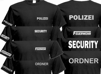 Polizei Behörden Fun T-Shirt Herren Reflex Druck 3 Fach Fruit Of The loom