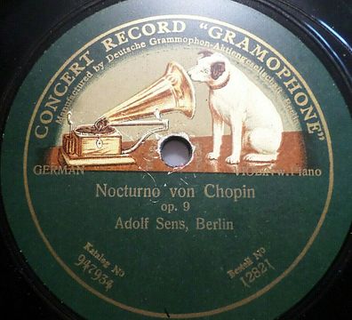 ADOLF SENS, Violin "Souvenir (Drdla) / Nocturno op. 9 (Chopin)" Gramophone 10"
