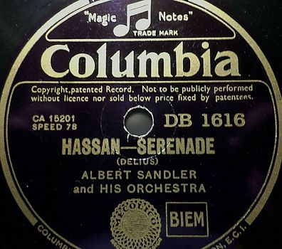 Albert Sandler "None But The Weary Heart / Hassan-Serenade" Columbia 1936 78rpm