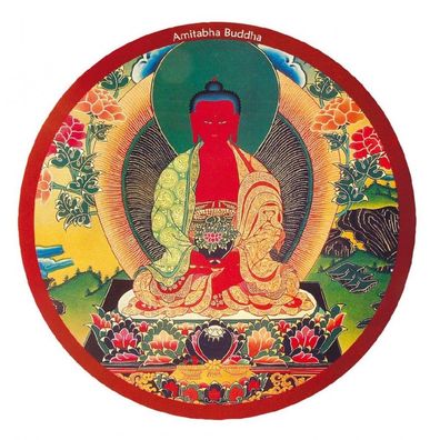 Mousepad BUDDHA Amithaba rund 23 cm Feng-Shui Mauspad Handauflage