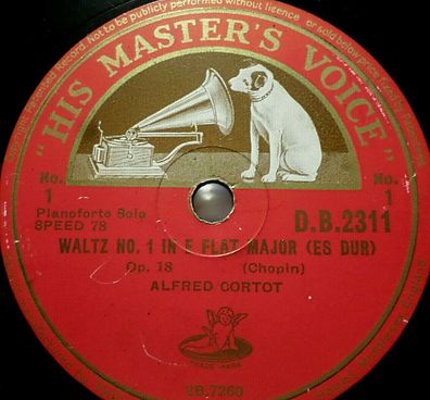ALFRED CORTOT "Waltz No. 1 & 2 - Chopin" HMV 1934 78rpm 12"
