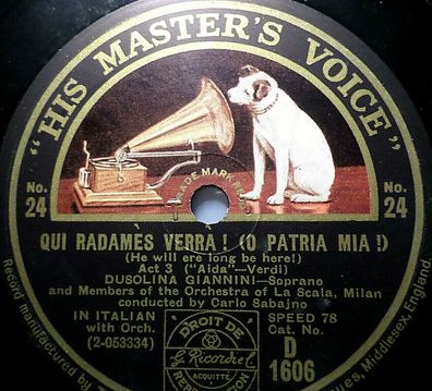 Carlo Sabajno & Various Artists "Aida - Verdi" HMV 1929 78rpm 12"