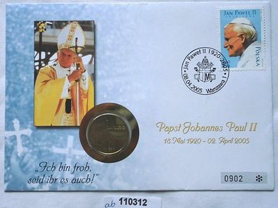 Numisbrief mit 2 Zloty Münze Polen 2003 mit Pabst Johannes Paul II. (110312)