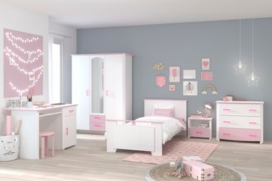 Kinderzimmer Jugendzimmer 5tlg Biotiful 13 Parisot Bett Weiß Rosa