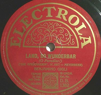 Benjamino GIGLI "Land so wunderbar / Ach, so traut, ach so fromm" Electrola 1930