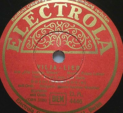 Dusolina Giannini & Marcel Wittrisch "Lippen schweigen / Vilja-Lied" 1938 78rpm