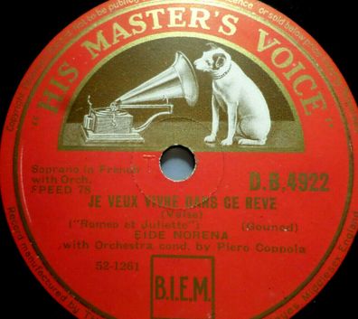 EIDE NORENA "Je Dis Que Rien Ne M´Epouvante / Je Veux Vivre Dans Ce Reve" 1933