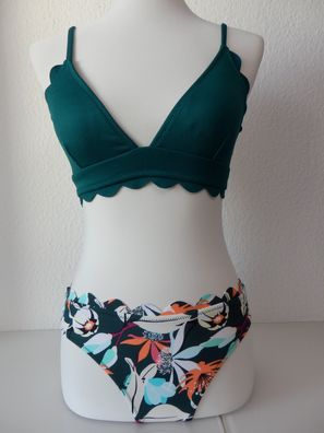 Cupshe Bikini mit Scallop-Detail Tropical-Muster Gr. M Neu