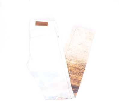 HUGO BOSS ORANGE Jeans Hose W25 L32 weiß print 25/32 Straight B4059