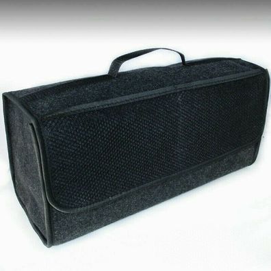 große Filz Kofferraum Tasche Werkzeugtasche schwarz mit Klett 48 x 15,5 x 25,5cm