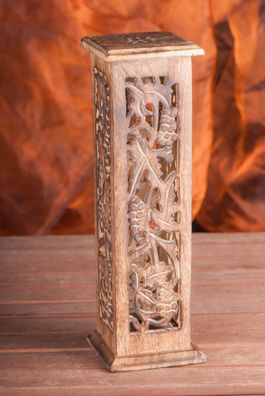 Räucherturm Shrinagar Mangoholz braun 31 cm Räuchersäule Räucherstäbchenhalter