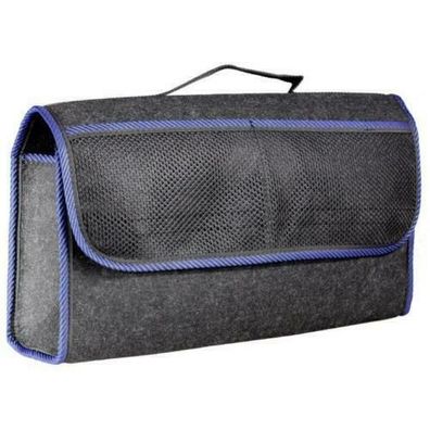 große schwarze Filz Kofferraum Tasche robust blau gekettelt Werkzeugtasche Klett