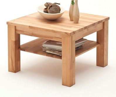 Couchtisch Massiv Holz Kernbuche Wohnzimmer Tisch quadratisch Ablage 65x65 Paul