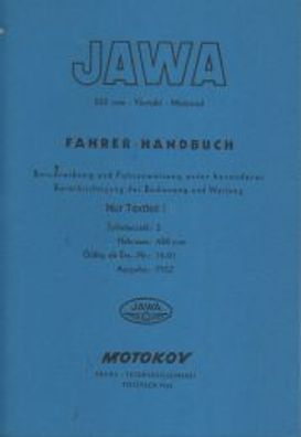 Fahrer Handbuch Jawa 500 ccm - Viertakt - Motorrad