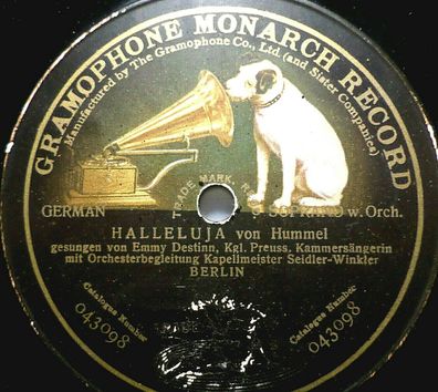 Emmy Destinn "Ave Maria (Gounod) / Halleluja (Hummel)" Gramophone Monarch 1908