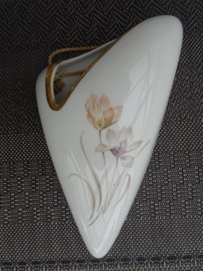 alte Wandvase Keramikporzellan 50/60er Jahre Alka Kunst Carina zarte Blüten